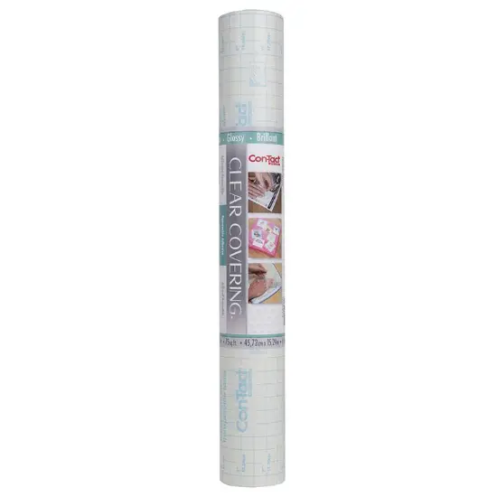 Clear Cover Adhesive Covering, Clear, 18" x 50 ft, Glossy