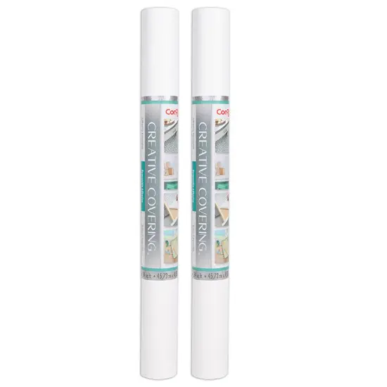 Creative Covering Adhesive Covering, White, 18" x 16 ft, Pack of 2