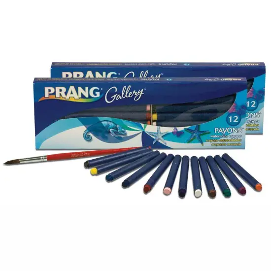 Payons Watercolor Crayon Set with Brush, Assorted Colors, 12 Per Pack, 2 Packs