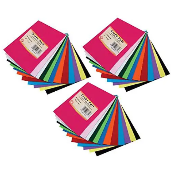 Craft Felt, 9" x 12", 12 Sheets Per Pack, 3 Packs
